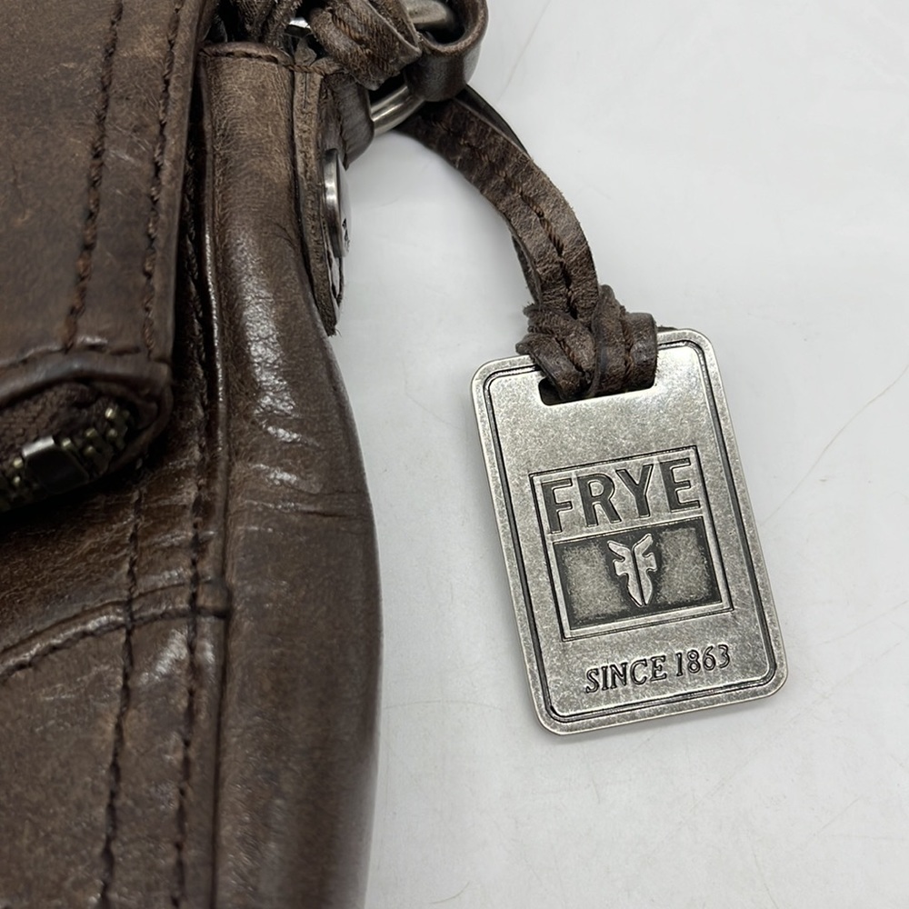 Frye Melissa Brown Leather fold over Crossbody Bag. BRN2366D - Picture 2 of 16